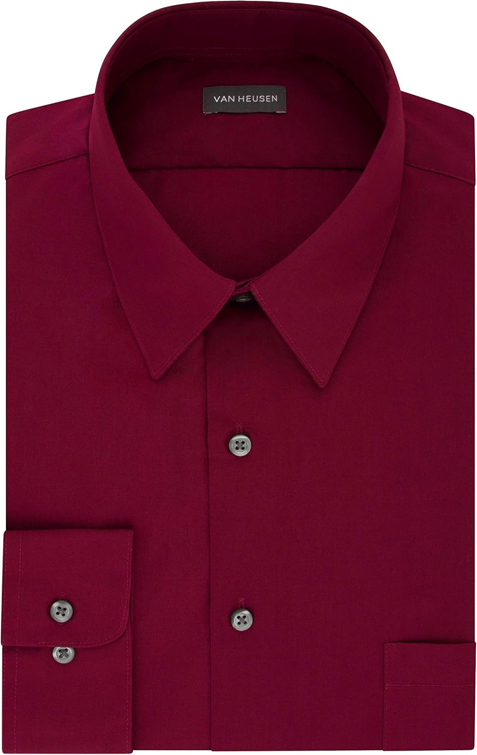 Van Heusen Men's Dress Shirt Fitted Poplin Solid, magenta, 18.5" Neck