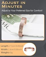Jeracol Copper Magnetic Bracelet for Men Women 3500 Gauss 18 Magnets Gift Box view 5