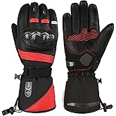 SNOW DEER Heated Motorcycle Gloves for Men Women,3000mAh Rechargeable Battery,Dual Heating Zones (Fingers and Back Hand),Waterproof Windproof Cold Weather,3 Heat Settings,Touchscree