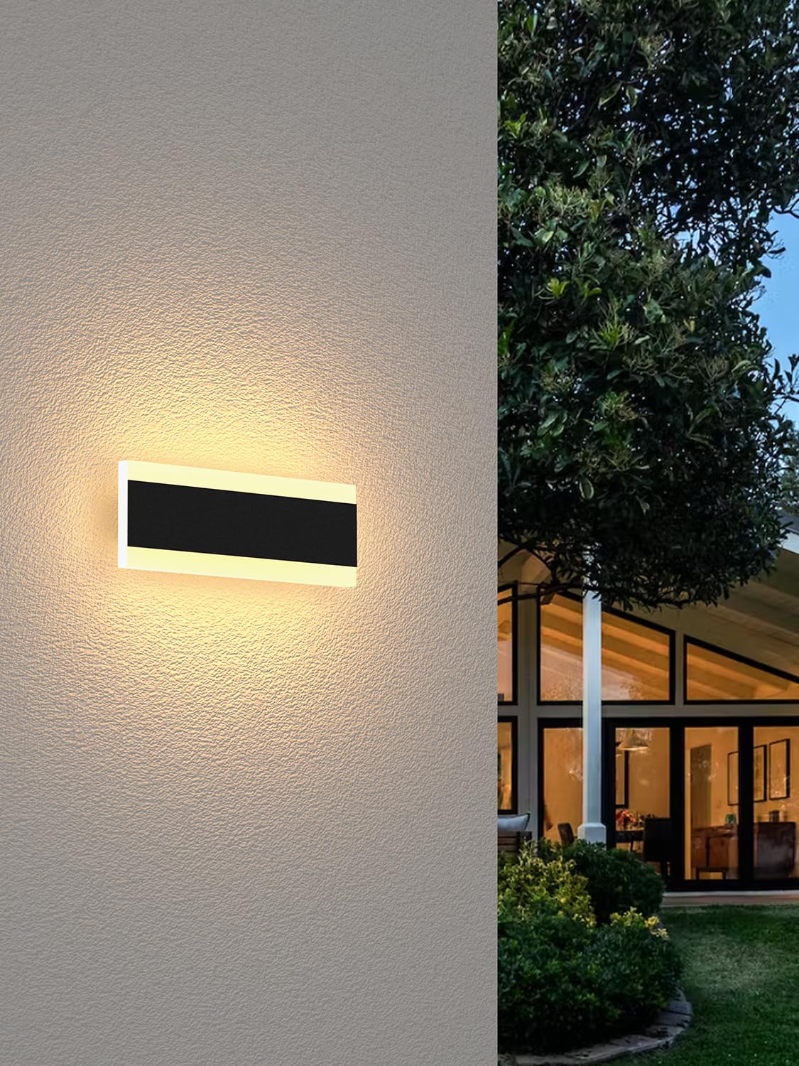 Villa Acrylic Wall Lights, Outdoor IP65 Waterproof, Aluminum, Warm 20CM Long Light Bar, Black Garden Lamp