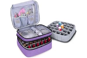 LUXJA Nail Polish Carrying Case - Holds 30 Bottles (15ml - 0.5 fl.oz), Double-layer Organizer for Nail Polish and Manicure Set, Purple (Bag Only)