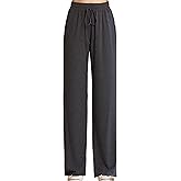 noflik Women's Casual Elastic High Waisted Drawstring Wide Leg Ribbed Knit Pants with Pockets