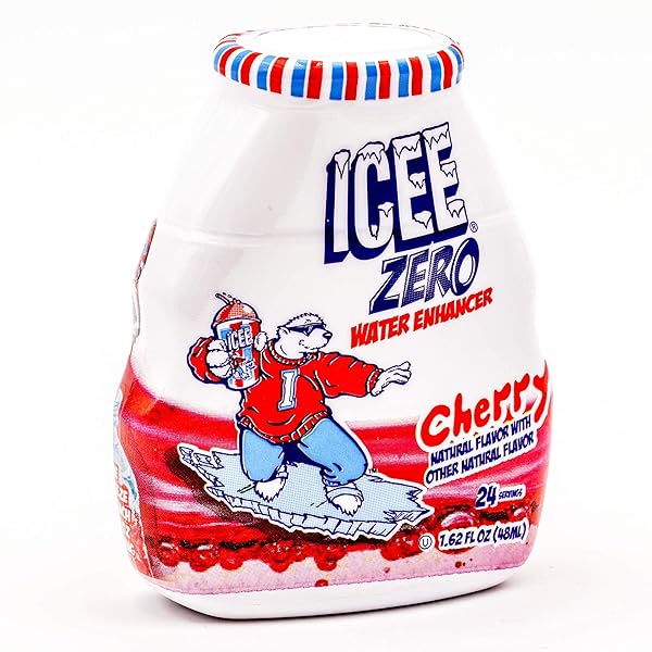 ICEE ZERO CALORIE CHERRY LIQUID WATER ENHANCER DRINK MIX, NATURAL FLAVOR DROPS, SUGAR FREE, 1.62 FL OZ CONCENTRATE (48 ML) – 4 PACK