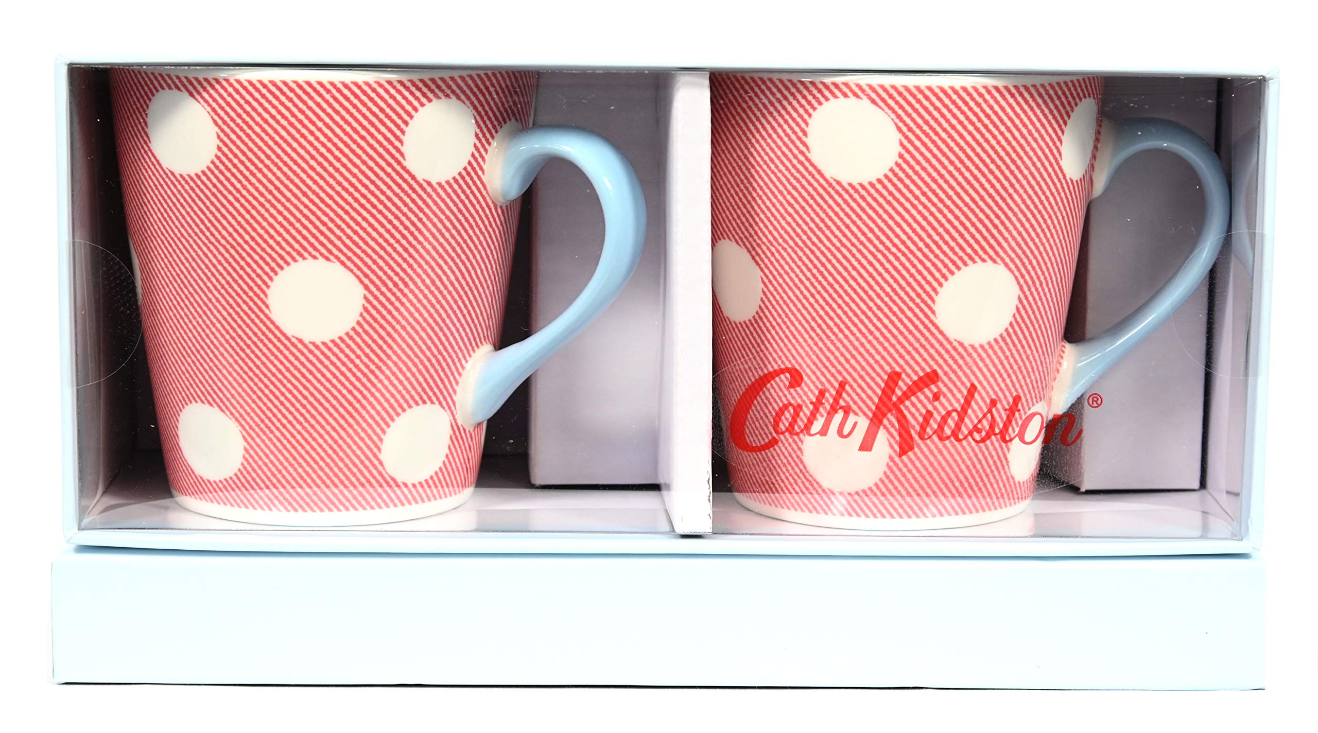 Cath Kidston Set of Two Mini Stanley Twill Red Button Spot with Blue Handles