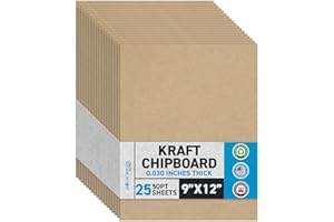 Lot de 25 feuilles d'aggloméré de 22,9 x 30,5 cm – 30 pt (point) en carton kraft marron de poids moyen pour scrapbooking et s
