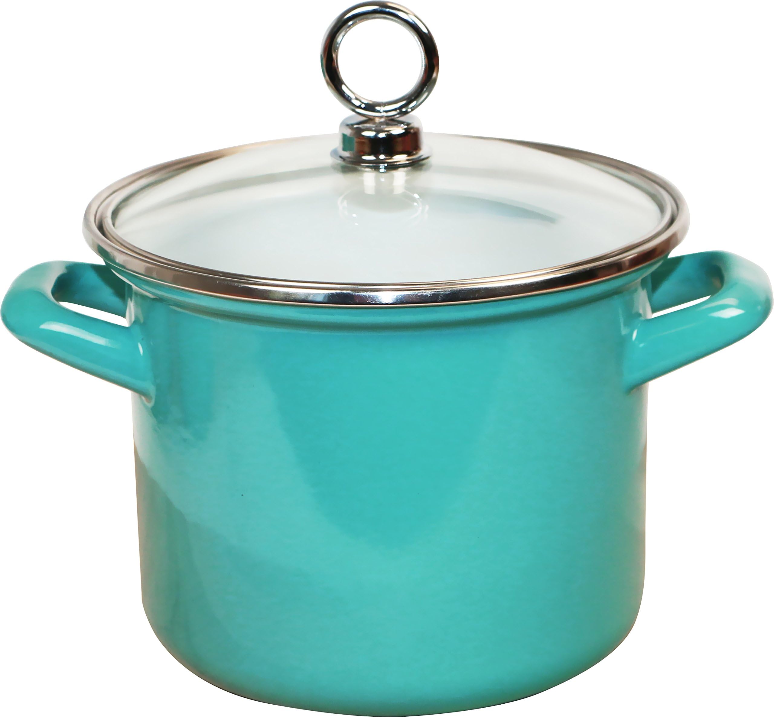 Calypso Basics by Reston Lloyd Enamel on Steel Stockpot with Glass Lid, 1.5-Quart, Tuquoise