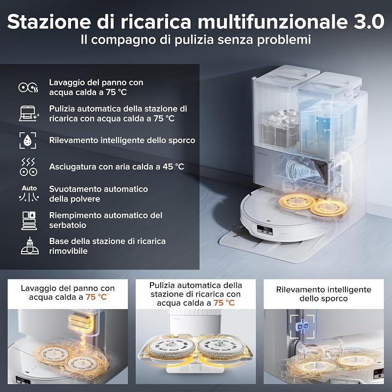 Qrevo EdgeT Robot Aspirapolvere Lavapavimenti con LDS Retrattile