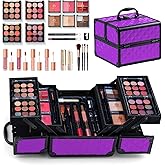 Color Nymph All in one Makeup Kit For Girls Teens, Makeup Set 4 Trays Spacious Space Train Case for Beginner with Eyeshadow Highlighter Lipgloss Blush Contour Concealer Brush Eyeliner Lipbalm