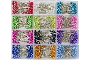 Fbshicung 1200PCS Sewing Pins for Fabric, Straight Pins with Pearlized Ball Heads Long 1.6inch, Quilting Pins for Dressmaker, Jewelry DIY Decoration, Craft and Sewing Tools