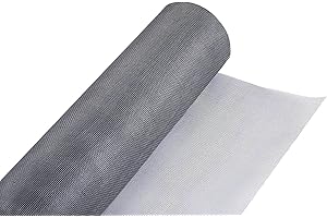 PAZAKA Fiberglass Screen Roll 48" x 100' A Continuous Roll UV Protection Install and Repair Door and Window Screen(48" x 100', Grey)