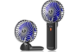 JZCreater Mini Handheld Fan, Portable Rechargeable Fans, Quiet 4 Speed, 2in1 Battery Operated USB Desk Fan, Small Folding Sta