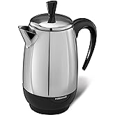 Farberware Electric Coffee Percolator, Stainless Steel Basket, Automatic Keep Warm, No-Drip Spout, 8 Cup