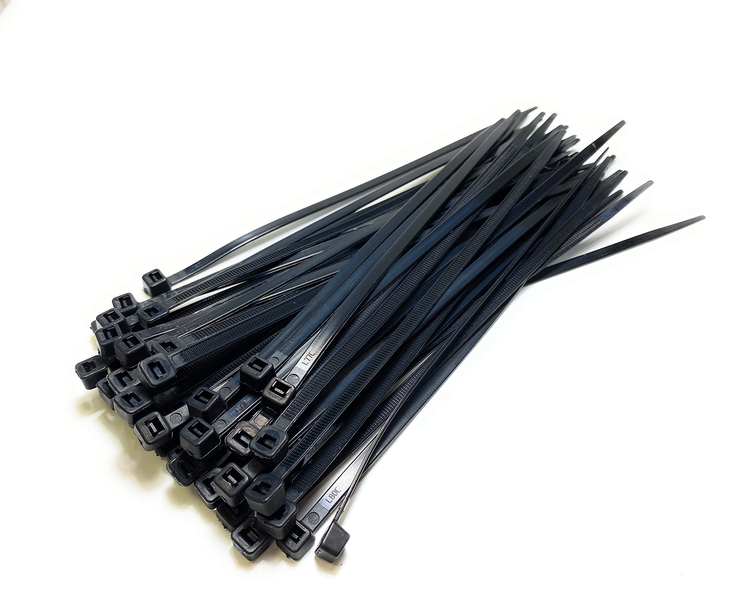 Cable Ties - 200mm x 4.8mm - 8" Premium Tie Wraps - Nylon Zip Ties (Black)