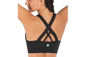 RUNNING GIRL Sports Bra for Women, Criss-Cross Back Padded Strappy Sports Bras Medium Support Yoga Bra with Removable Cups