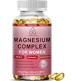 16-in-1 Magnesium Complex Softgels for Women &ndash; High Absorption Magnesium Glycinate, Citrate, Taurate with Collagen Peptides, Ashwagandha &amp; L-Theanine, Magnesium Supplement for Calm Relaxation, Beauty