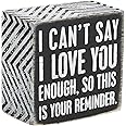 Primitives by Kathy 23238 Chevron Trimmed Box Sign, 3 x 3-Inches, I Love You