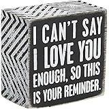 Primitives by Kathy 23238 Chevron Trimmed Box Sign, 3 x 3-Inches, I Love You
