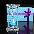 60 Minutes Sand Timers,Heart Shaped Crystal Hourglass, Sand Clock with Gift Box (Blue)