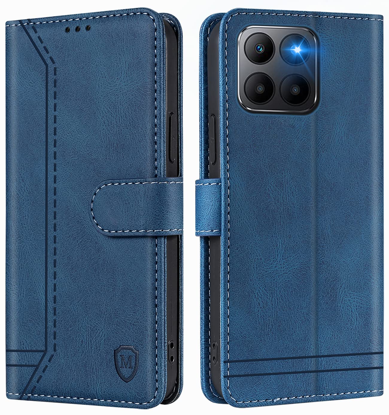 GoodcAcy for Honor X8 5G/Honor X6/Honor 70 Lite Case Leather Wallet Book Flip Folio Stand View Magnetic Closure with Card Slots Cover Case Compatible with Honor X8 5G/Honor X6/Honor 70 Lite (Blue)
