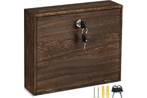 AFOROEOA Suggestion Box with Lock Wall Mounted Mail Box, Large Capacity Wood Donation Box for Fundraising, Drop Safe Box Ballot Box Tip Jar Raffle Ticket Box Collection Box, 13.7x3x10Inch, Wood