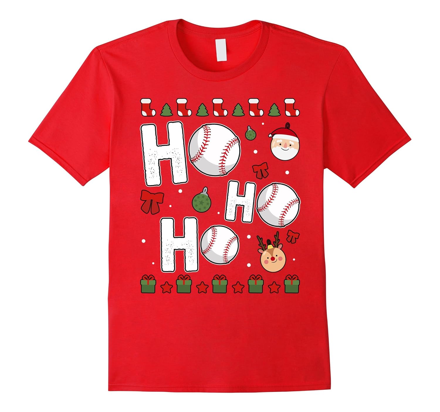 Funny Ho Ho Ho Baseball Christmas T-shirt-ANZ