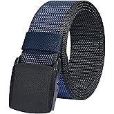 LionVII Mens Casual Belts Web - 2 Colors in 1 Reversible with YKK Plastic Buckle - Adjustable Trim to Fit 27-49" Waist