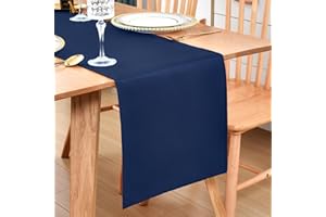 WOLKEMER Farmhouse Navy Blue Table Runner Dining Table Runners 48 Inches Long Coffee Table Runner for Dresser Living Room Bedroom Holiday Party Banquet 12X48 Inch