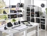 Osco Faux Leather Pen Pot Desk Organizer Black 7.5cm W x 10.5cm H x 8.5cm Dia view 7