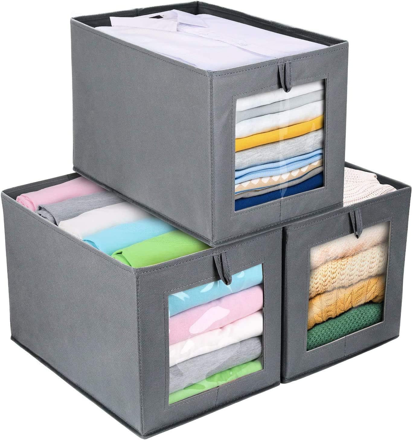 DIMJ Open Storage Bins, Collapsible Storage Baskets Fabric Clothes