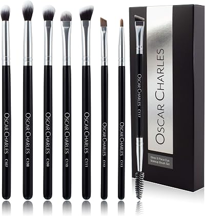 Oscar Charles 8-Piece Professional Eye Makeup Brush Set Silver