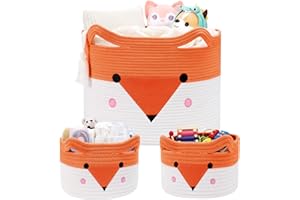 AXHOP Large Baby Basket Toy Storage 3 Pack, (20"x13.8") Woven Baby Laundry Basket Blanket Basket, Stuffed Animal Storage, Baby Gift Basket Empty, Toy Basket for Kids, Dog, Cat.