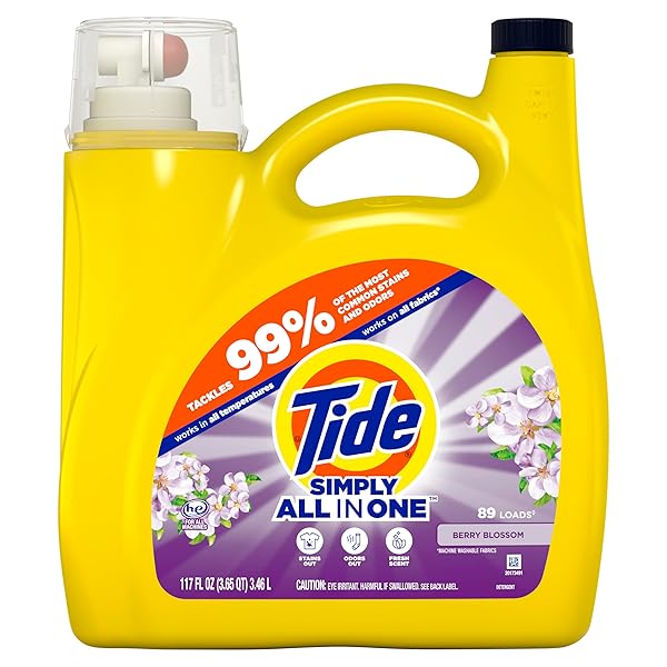 TIDE SIMPLY CLEAN & FRESH LIQUID LAUNDRY DETERGENT, BERRY BLOSSOM SCENT, 89 LOADS, 117 FL OZ (PACKAGING MAY VARY)