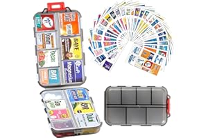 Travel Pill Organizer, 14 Grids Medicine Organizer with 196 Labels and 14 Blank Labels, Weekly Pill Box Container 2 Times a D