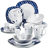 VEWEET 20-Piece Porcelain Tableware Set Decal Patterns Dinnerware Sets with Dinner Plate, Dessert Plate, Bowl, Mug, Egg Cup, Service for 4 (DOT Series)