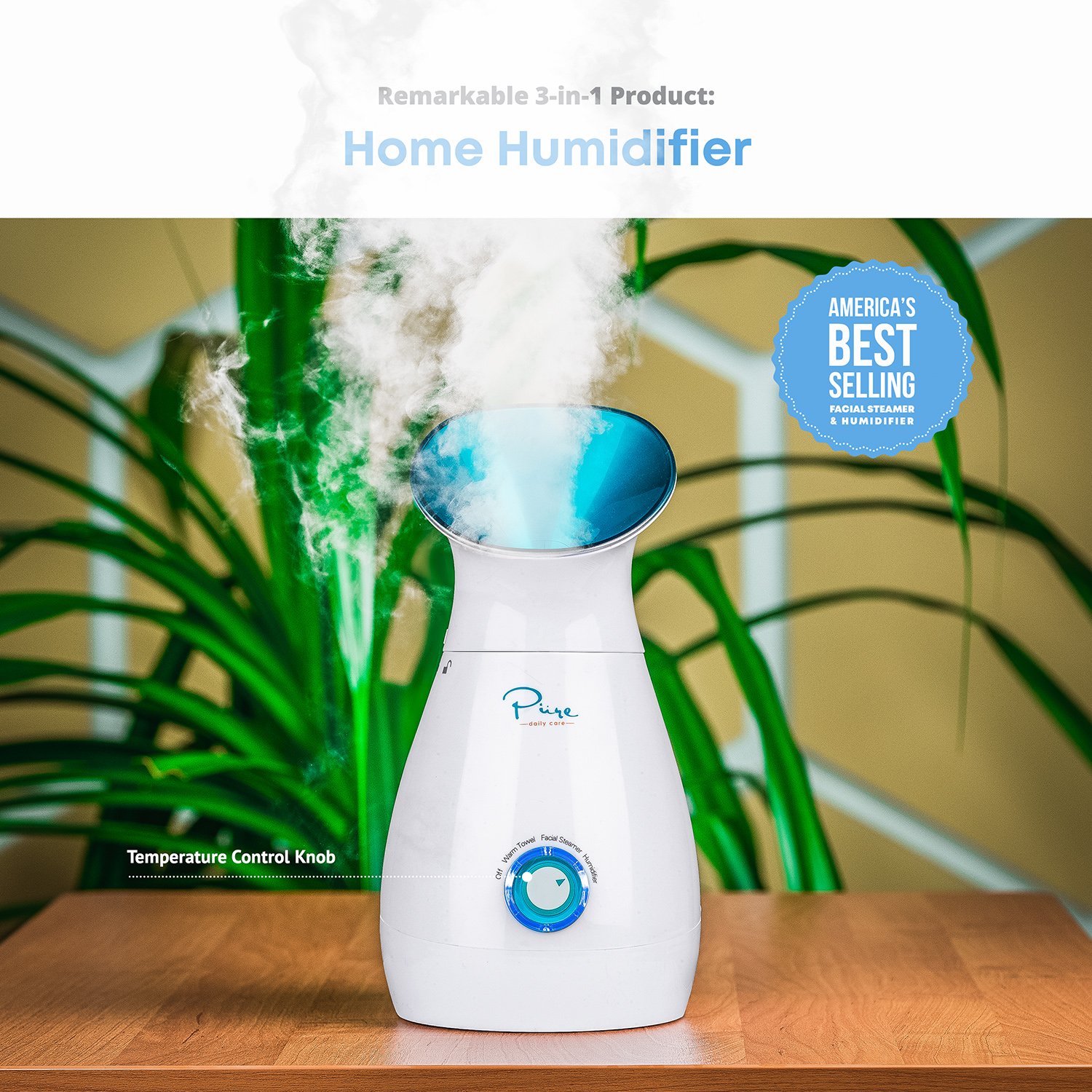 NanoSteamer Large 3-in-1 Nano Ionic Facial Steamer with Precise Temp Control - 30 Min Steam Time - Humidifier - Unclogs Pores - Blackheads - Spa Quality - Bonus 5 Piece Stainless Steel Skin Kit: Beauty