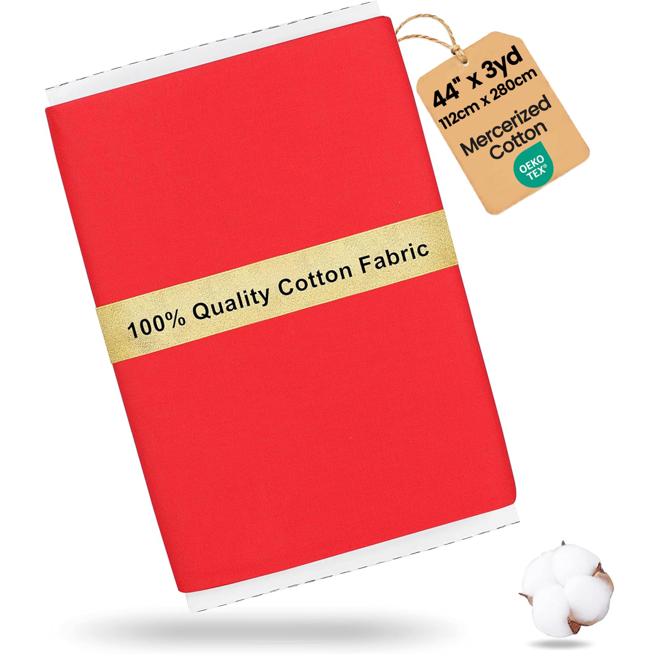 Craftido 100% Cotton Fabric by The Metre 112cm Wide x 280cm Extra Long -Medium Weight 145g- for Quilting, Sewing, Dressmaking, Bedding, Lining, Arts & Crafts - Red