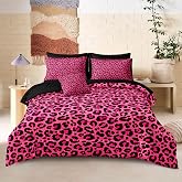 Leopard Print Comforter Twin Black and Pink Bedding Sets 8 Pcs Hot Pink Cheetah Animal Print Texture Wild Leopard Bed in A Bag with Comforter and Sheet Set