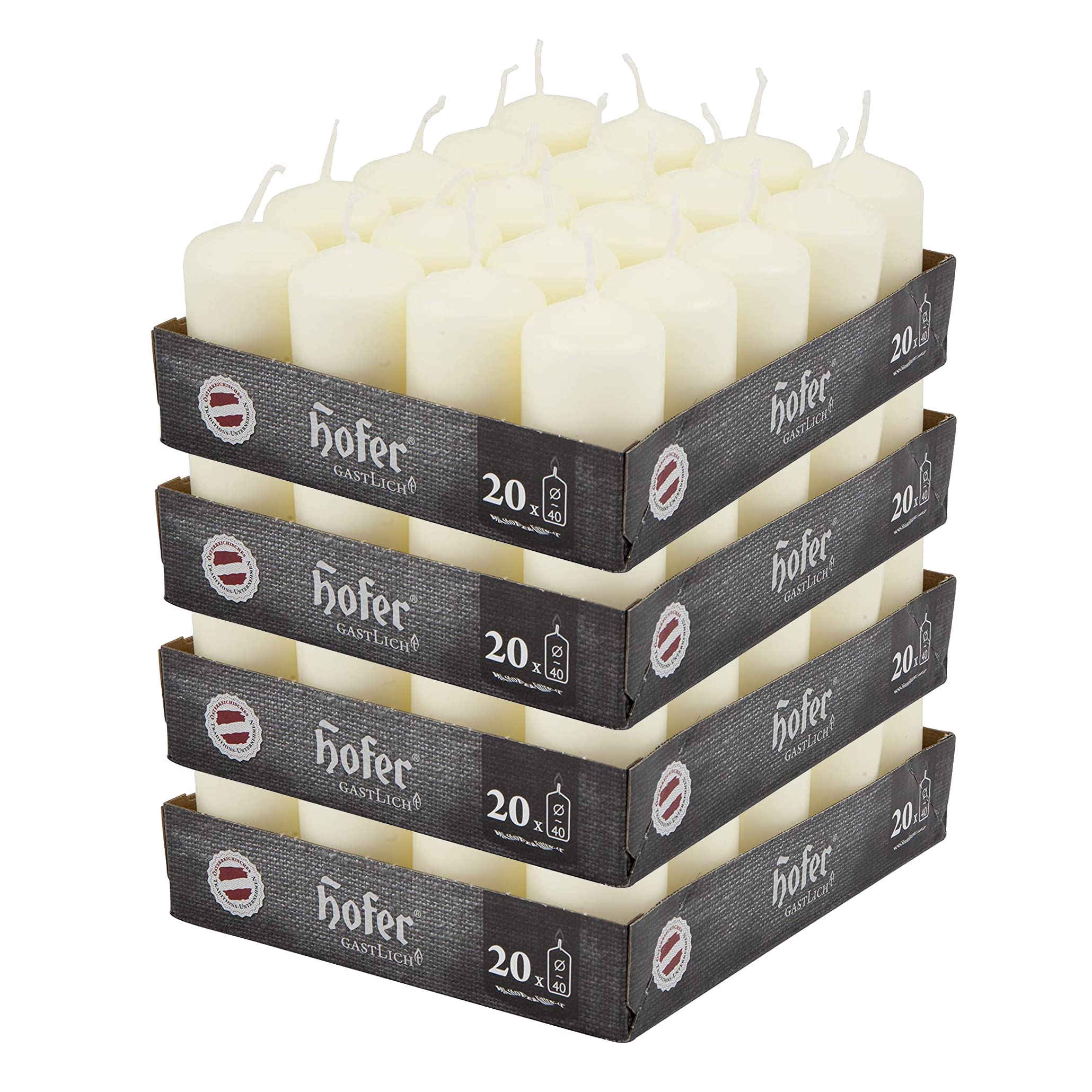 Hofer Ivory Pillar Candles - Set of 80 Decorative Small Candles - 4 x 7 cm - 11 Hours Long Burning - Unscented - Dripless - Smokeless - RAL Quality — image 1