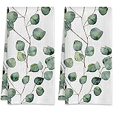 NITAHHHY Eucalyptus Leaf Sage Green Botanical Plants Hand Bath Towels,Waffle Weave Absorbent Kitchen Dish Towels Pack of 2,Decorative Bathroom Towel for Bath Gym 16 X 24 Inches