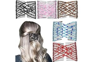 5 Pieces Elastic Magic Hair Comb Stretchy Double Comb Hair Forks Clips for Women Girls Vintage Hairstyle Multipurpose Hair Ac