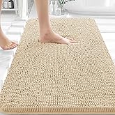 OLANLY Bathroom Rugs 30x20, Extra Soft Absorbent Chenille Bath Rugs, Rubber Backing Quick Dry, Machine Washable Bath Mats for Bathroom Floor, Tub and Shower, Home Decor Accessories, Beige