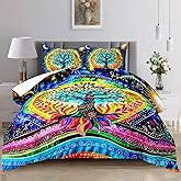 Raphus cucullatus Tree of Life Comforter Set Queen,Black Goth Queen Comforter Set,Queen Hippie Bedding Sets,Queen Size Bedding Set Gothic,Boho Queen Comforter Set,Queen Size Rainbow Bedding Set