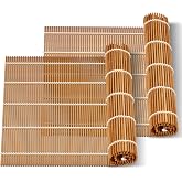 MIUQILAIY 9.5"x9.5"Bamboo Sushi Rolling Mat,kimbap roller(2 PCS)
