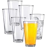 Kitchen Lux Pint Beer Glasses Set of 6 – 16 oz Tall Clear Drinking Glasses and All Purpose Tumblers – Heavy Base Cocktail, Water, Juice Glass – Pub Style Design For Home Dining, Bars, and Parties