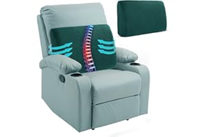 BALAPET Memory Foam Lumbar Support Pillow for Recliner Chair, Extra Large Back Support Cushion for Elderly, Supportive Lumbar Support Pillow, Thick Backrest for Home Reading, 20x14x5, Green