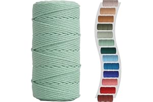 NOANTA Mint Green Macrame Cord 3mm x 150yards, Colored Cotton Cord, Macrame Rope Macrame Yarn, Colorful Cotton Craft Cord for Macrame Plant Hangers, Macrame Wall Hanging, DIY Crafts