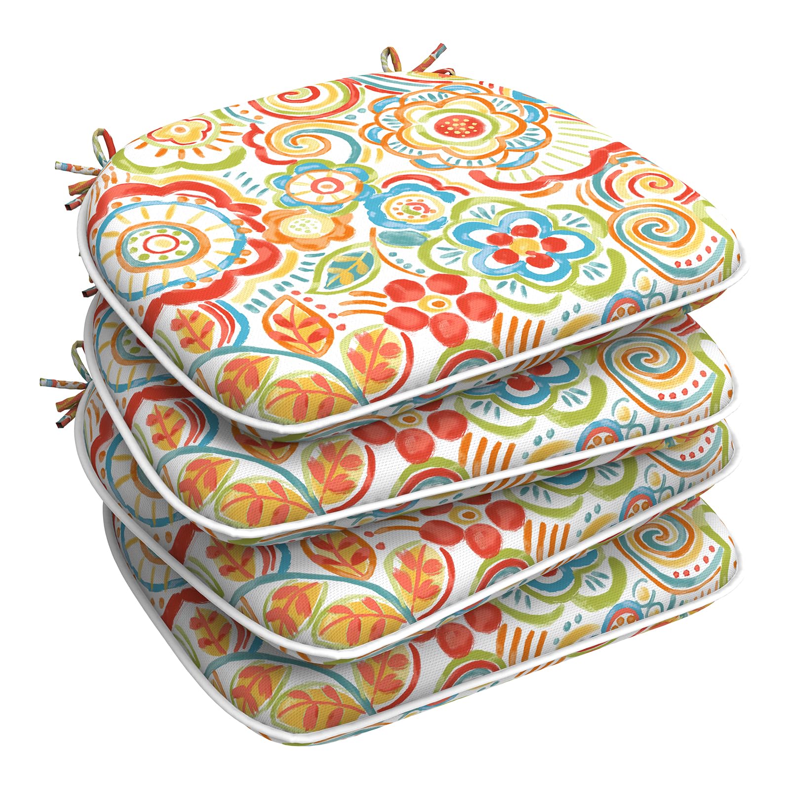 Photo 1 of LVTXIII Indoor/Outdoor Chair Cushions Seat Cushions with Ties, Patio Chair Pads D16xW17 Inch for Patio Furniture Garden Home Office Decoration 4 Pack, Flower Multi