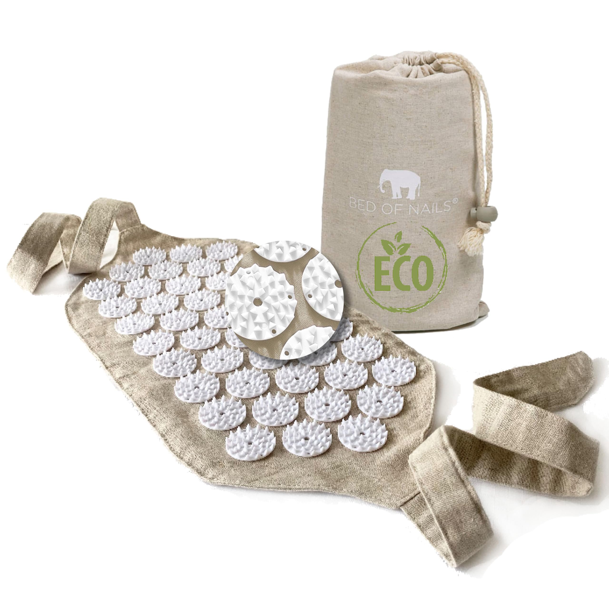 BED OF NAILS ECO Acupressure Mat Cushion Pillow Strap, Made with Eco-Friendly Materials (ECO Strap)