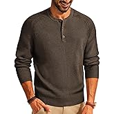 PJ PAUL JONES Men's Henley Long Sleeve Sweaters Solid Color Soft Warm Pullover Sweaters