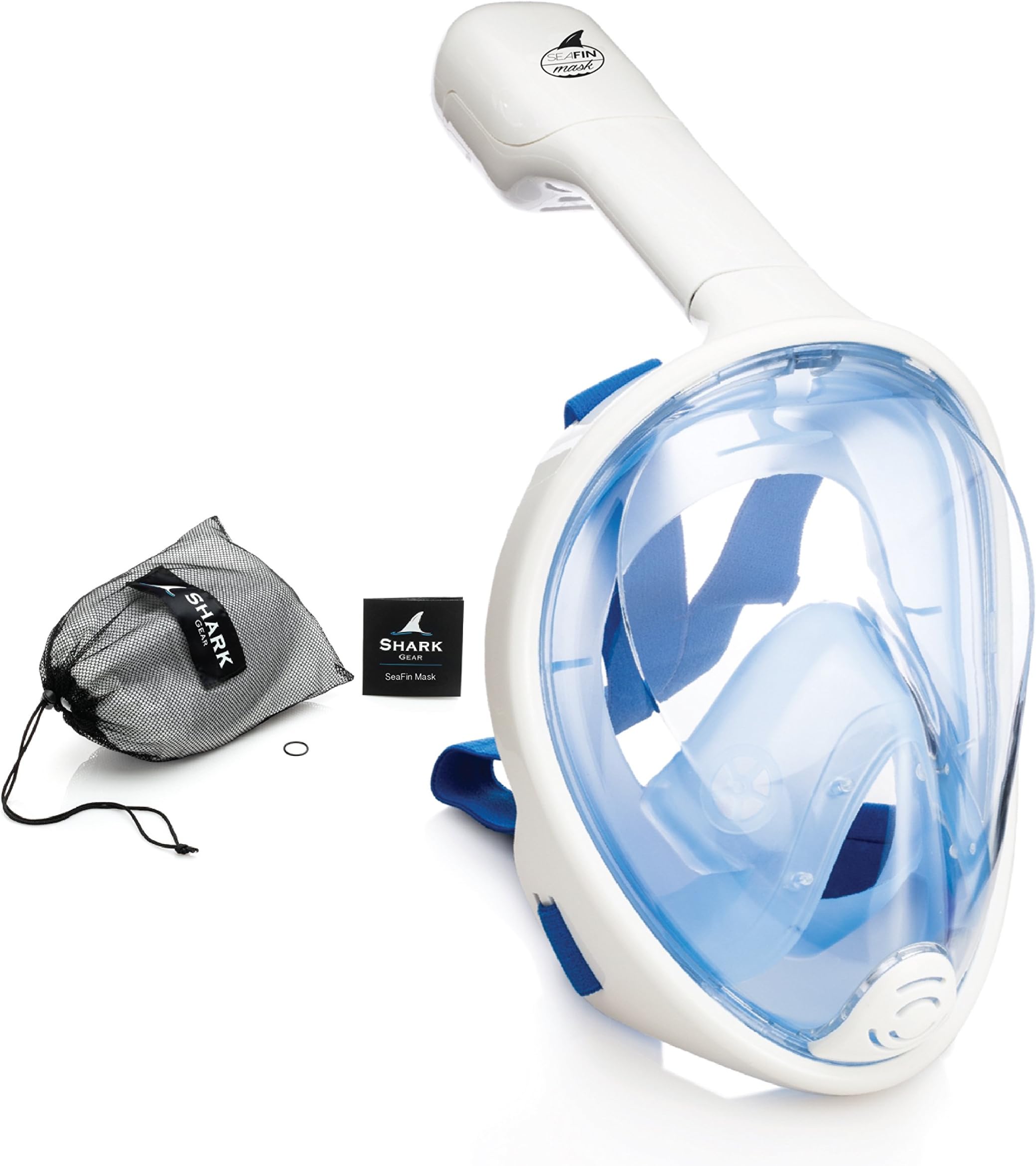 SeaFin Mask Full Face Snorkel Mask Technology. Tubeless Design. Anti-Fogging, Anti-Leaking. GoPro Compatible. Adult and Youth Sizing. (S/M) (Blue)